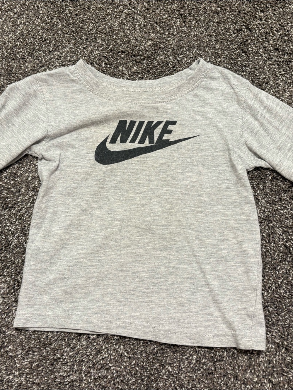 Nike Gray Long Sleeve Logo Tee for Kids
